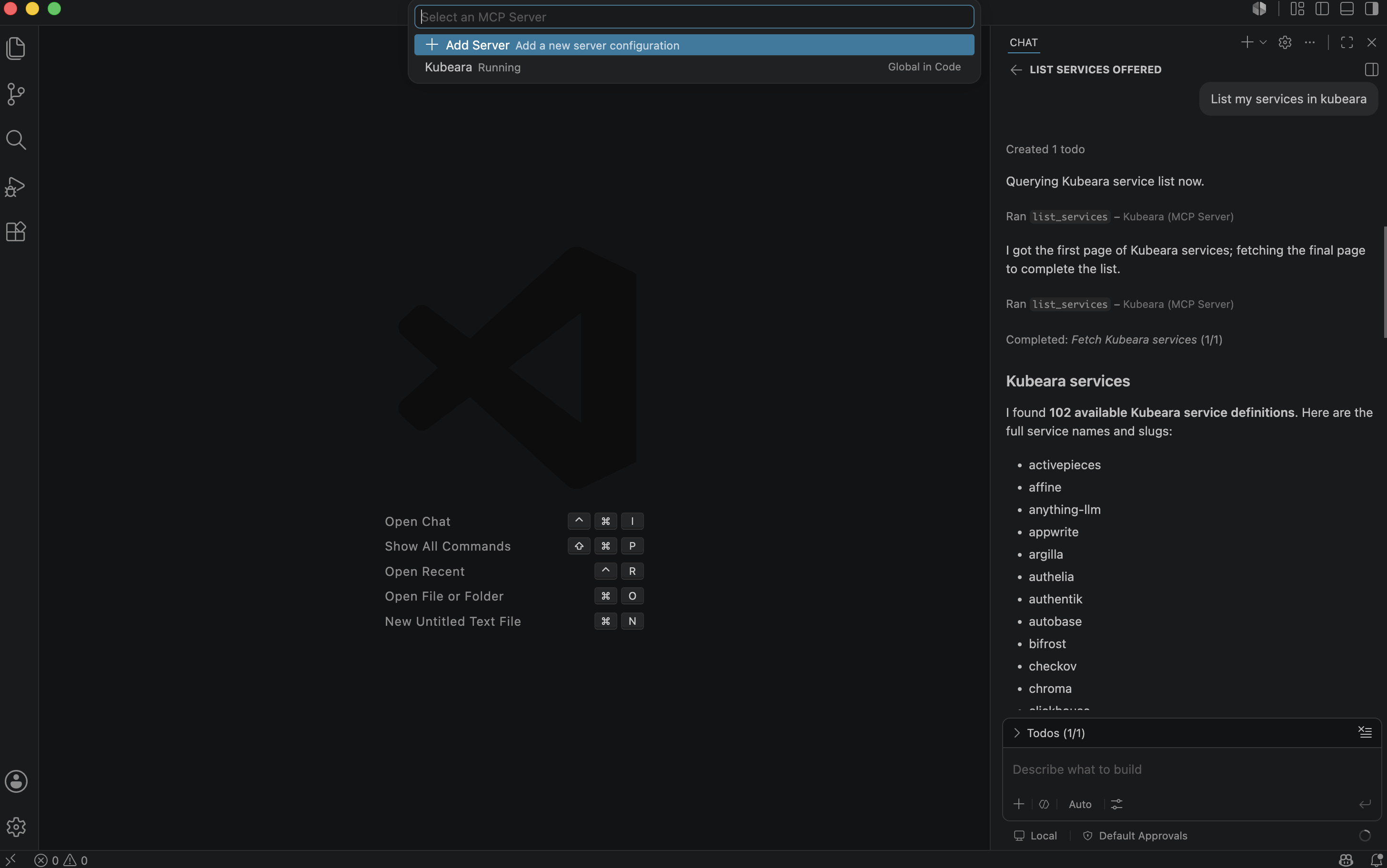 VS Code with Kubeara MCP connected